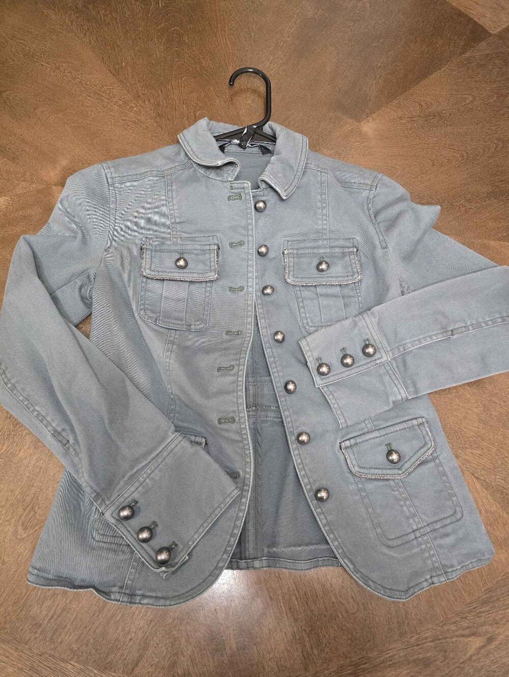 White House Black Market Wintergreen Military Jacket Cotton Size 00